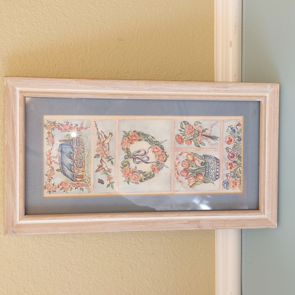Vintage Framed Heart Tulip Floral Spring Collage Robert Grace Artist Print